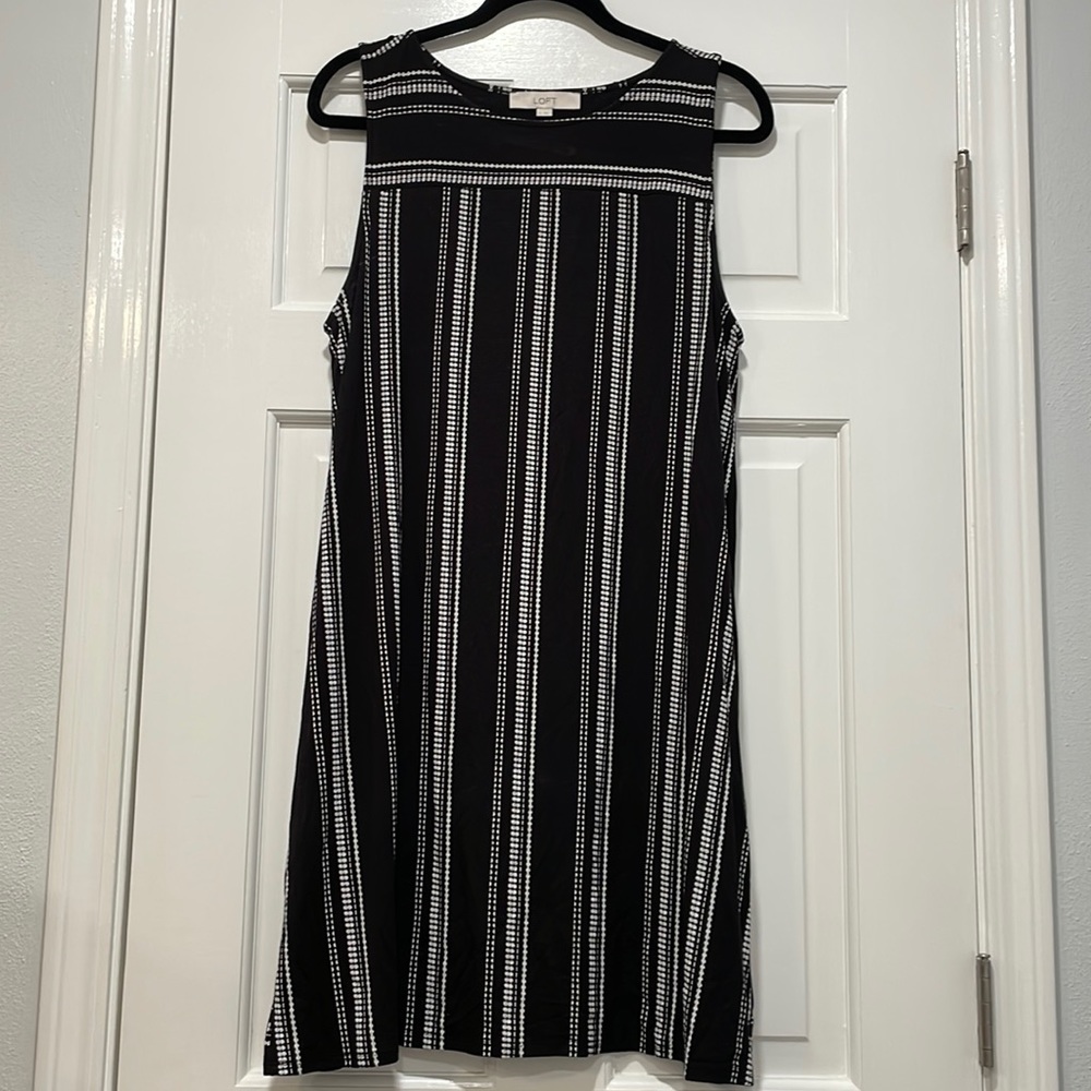 LOFT Black and White Stripe Dress